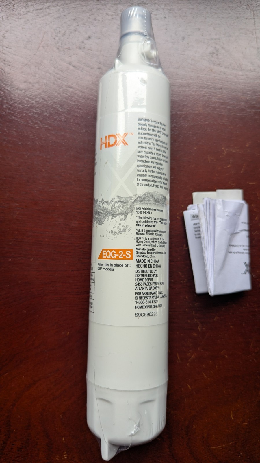 New HDX EQG-2-S Premium Refrigerator Water Filter Replacement Cartridge For GE
