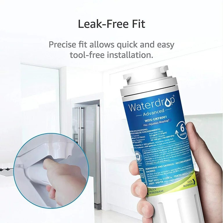 Waterdrop UKF8001 Refrigerator Water Filter Replacement Maytag 300 Gallons 6M m
