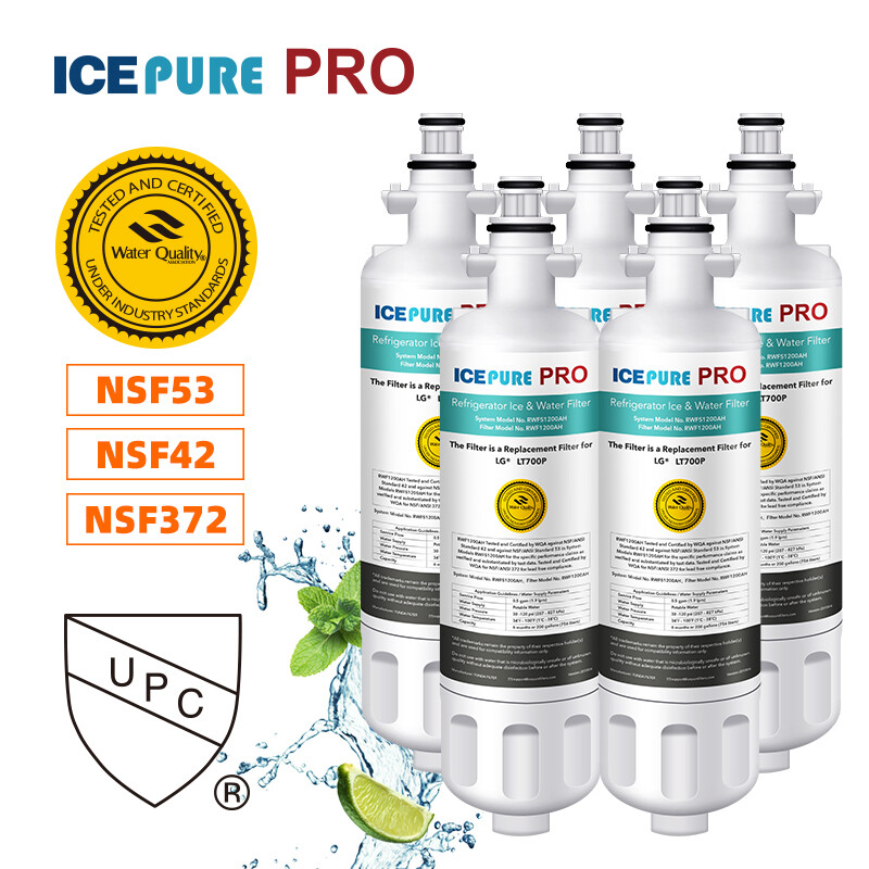 ICEPURE PRO RWF1200AH Refrigerator Water Filter Fit for LG LT700P 5PACK