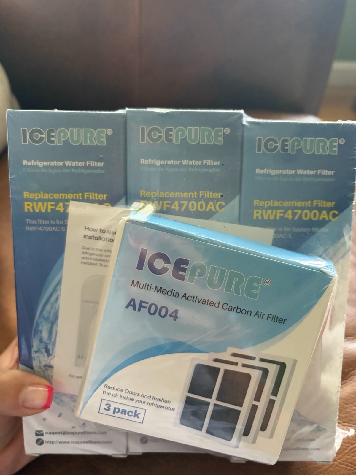 Ice Pure Set Of 3 Replacement Refrigerator Water Filters RWF4700AC