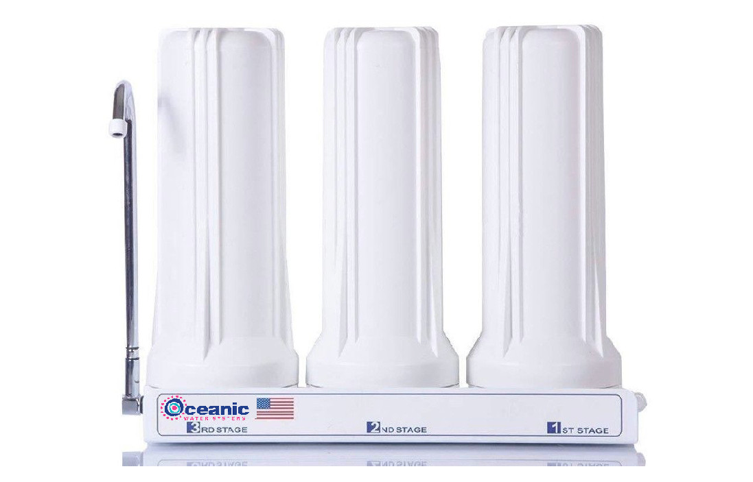 OCEANIC Triple Counter Top Water Filter System: Fluoride Multi Stage Filtration