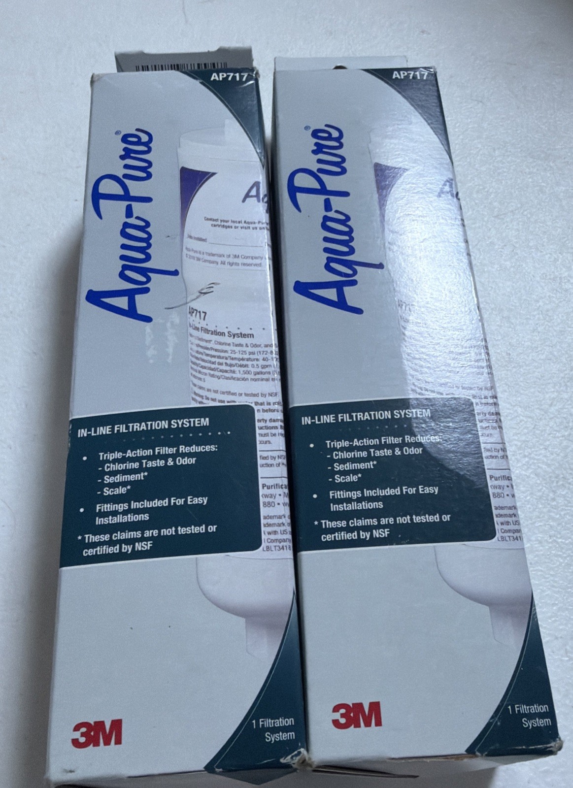 2- 3M Aqua Pure In Line replacement triple action 5 micron water filter AP717