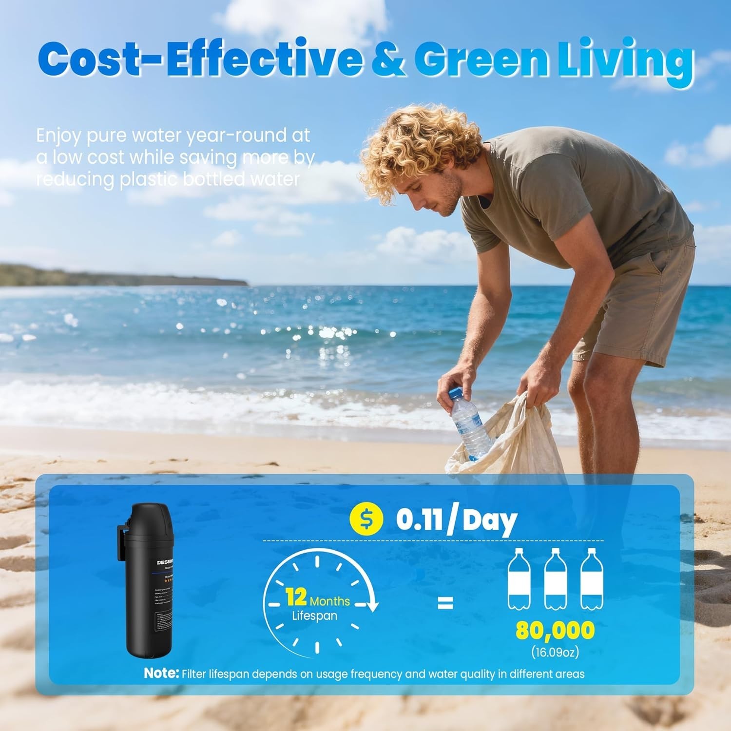 Coconut Shell Carbon Under Sink Water Filter – Manual Operation & Easy Install