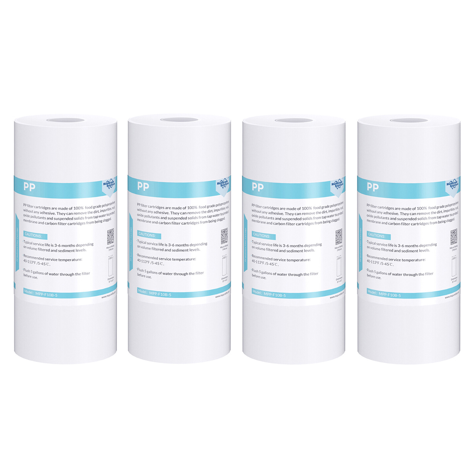 4 Pack 5 Micron 10″x4.5″ Sediment Water Filter Cartridges For Big Blue RO System