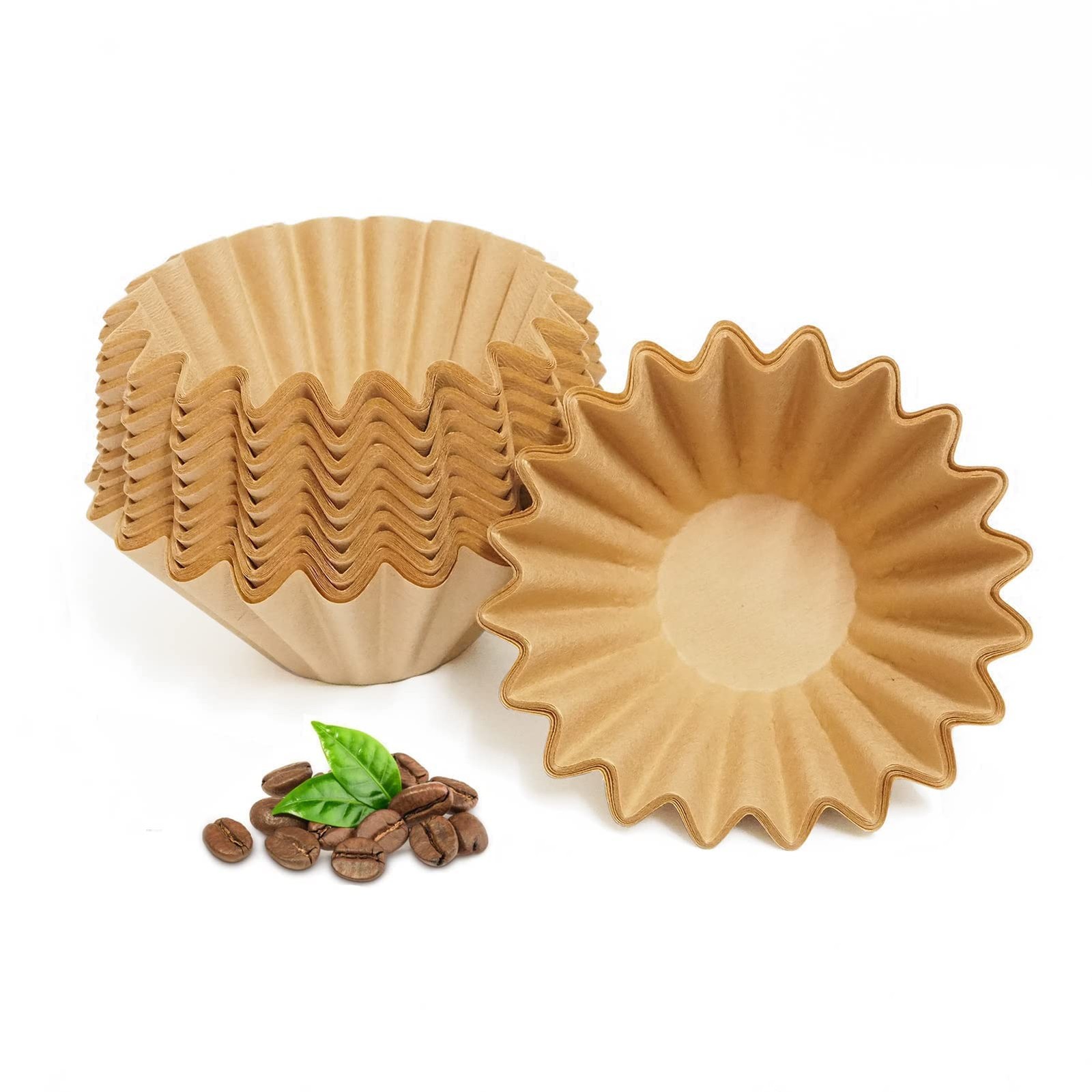 MUCXNIIY 2-5 Cup Coffee Filters, Pack of 100 Unbleached W02, Brown