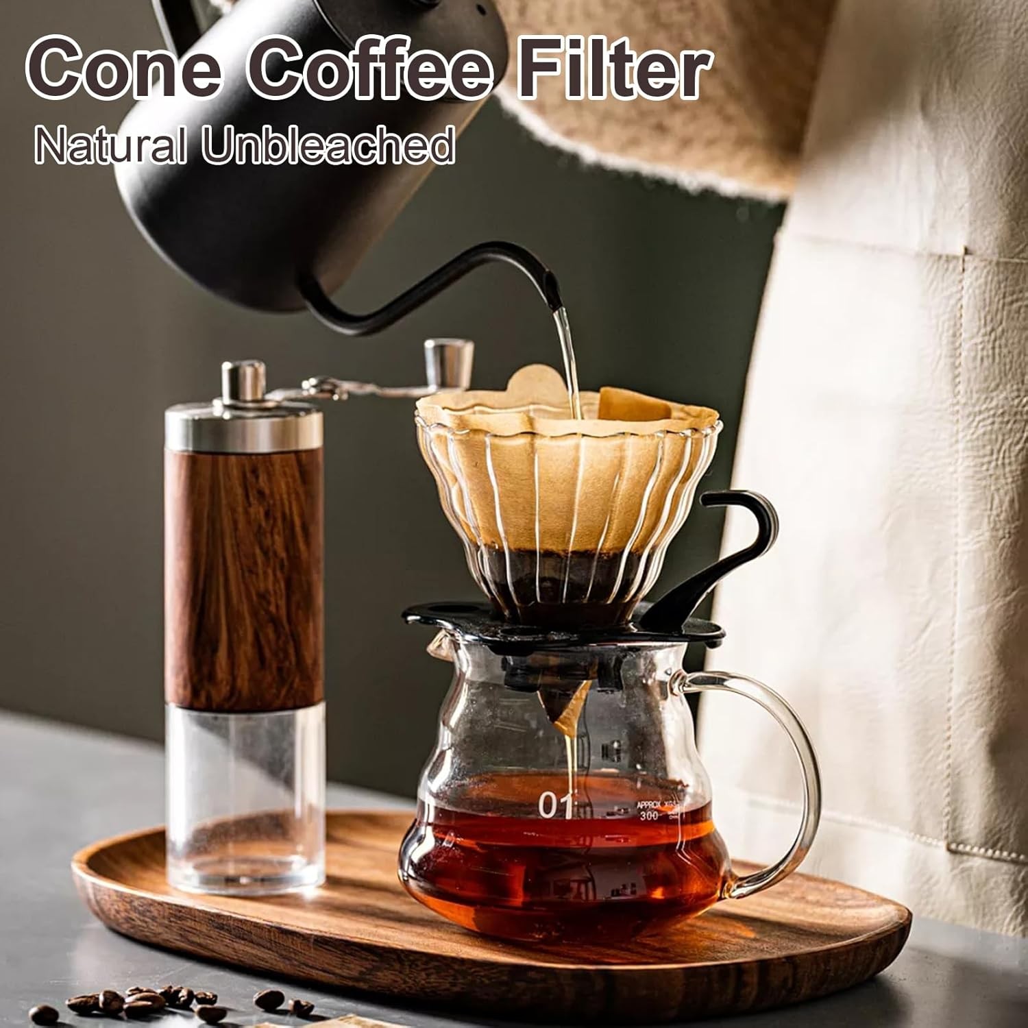 100 Count Coffee Filter #2, 2 Cone Filters Unbleached Natural 2 Cone…