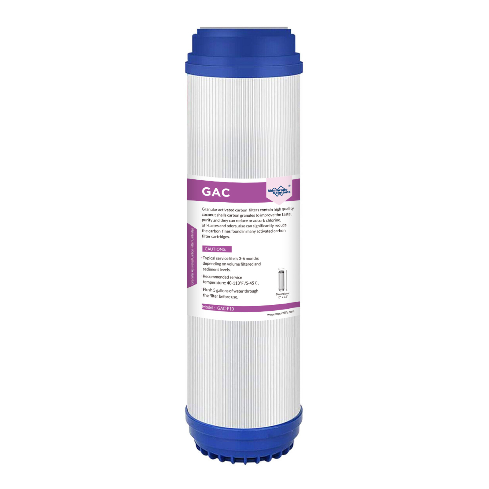 25 Pack 10″x2.5″ Granular Activated Carbon Water Filter GAC Replacement RO 5μm