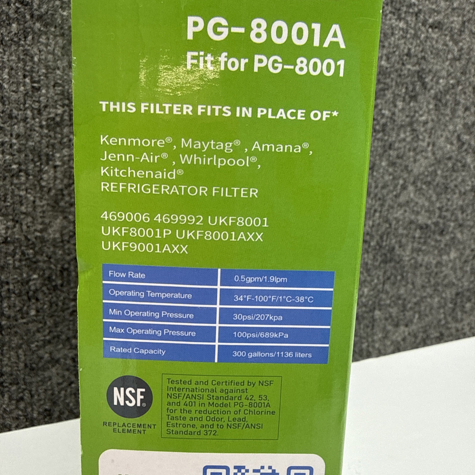 Pure Green Refrigerator Water Filter Lot 3 Pack PG-8001A Maytage Kenmore PG-8001