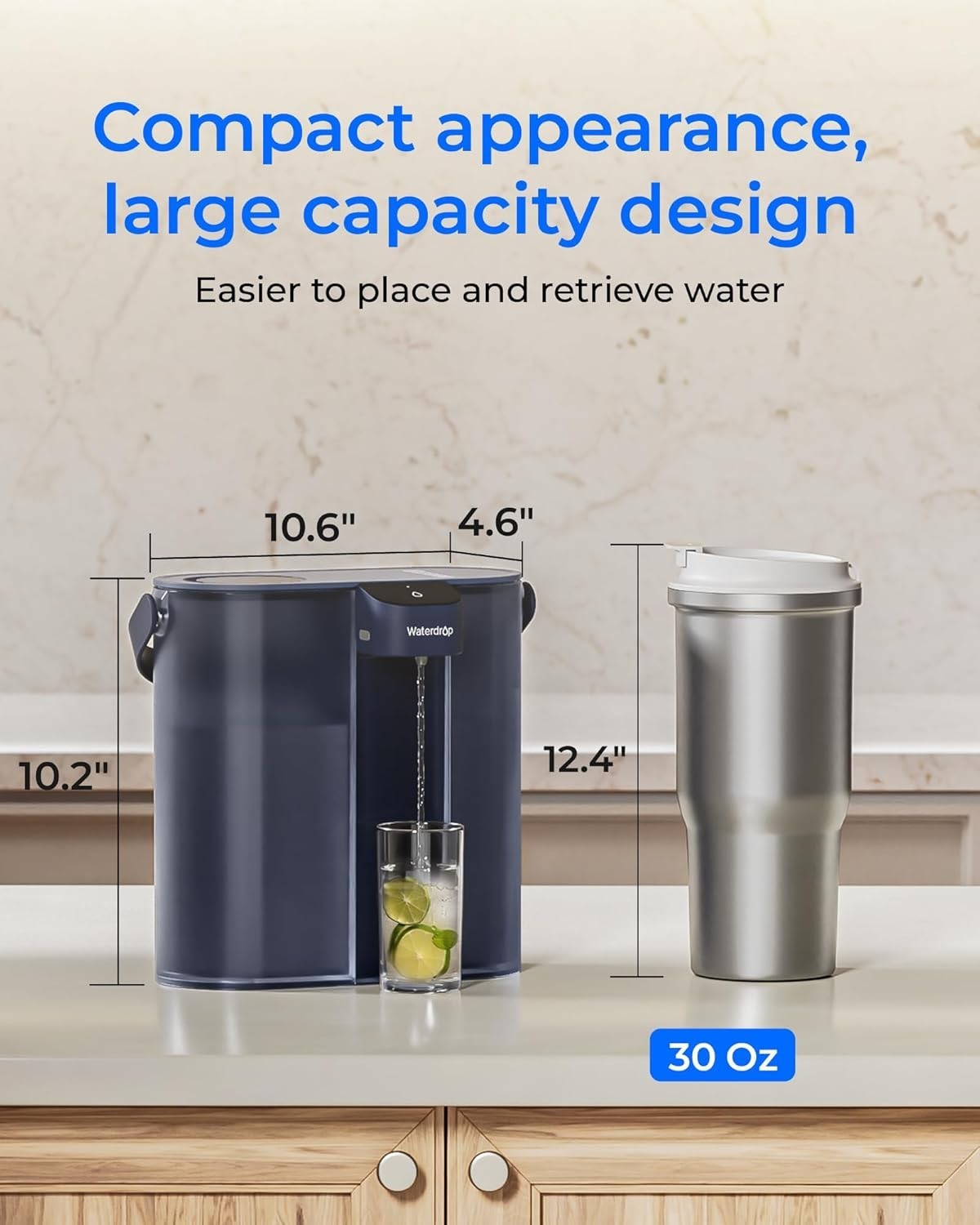 Waterdrop Compact Electric Water Filter Pitcher,200GallonWater Filter for Fridge