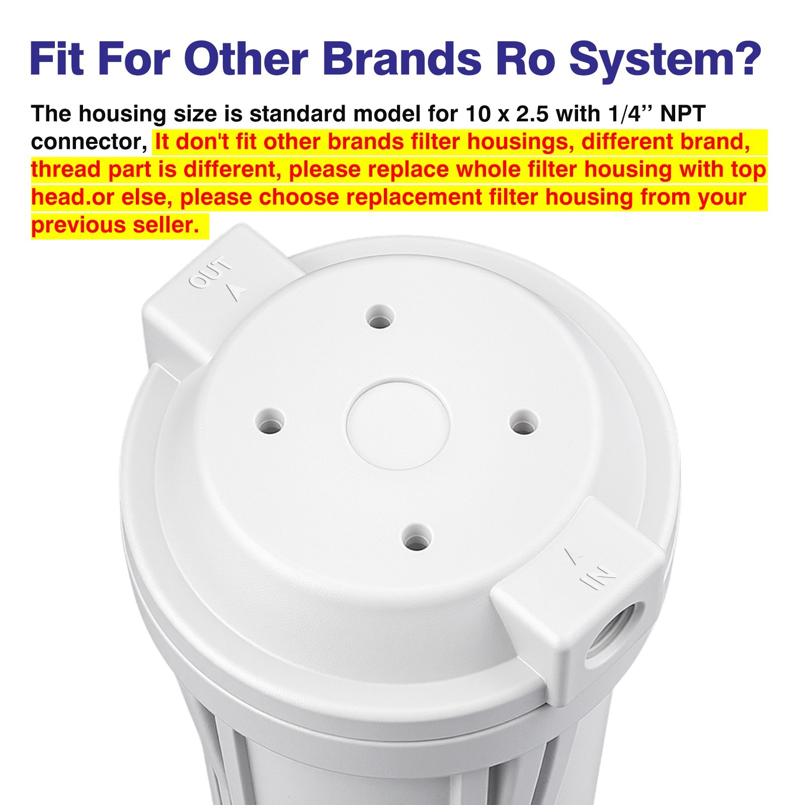Geekpure 10″ Reverse Osmosis Filter Housing fit 2.5″ x 10″ Filters -1/4″ NPT