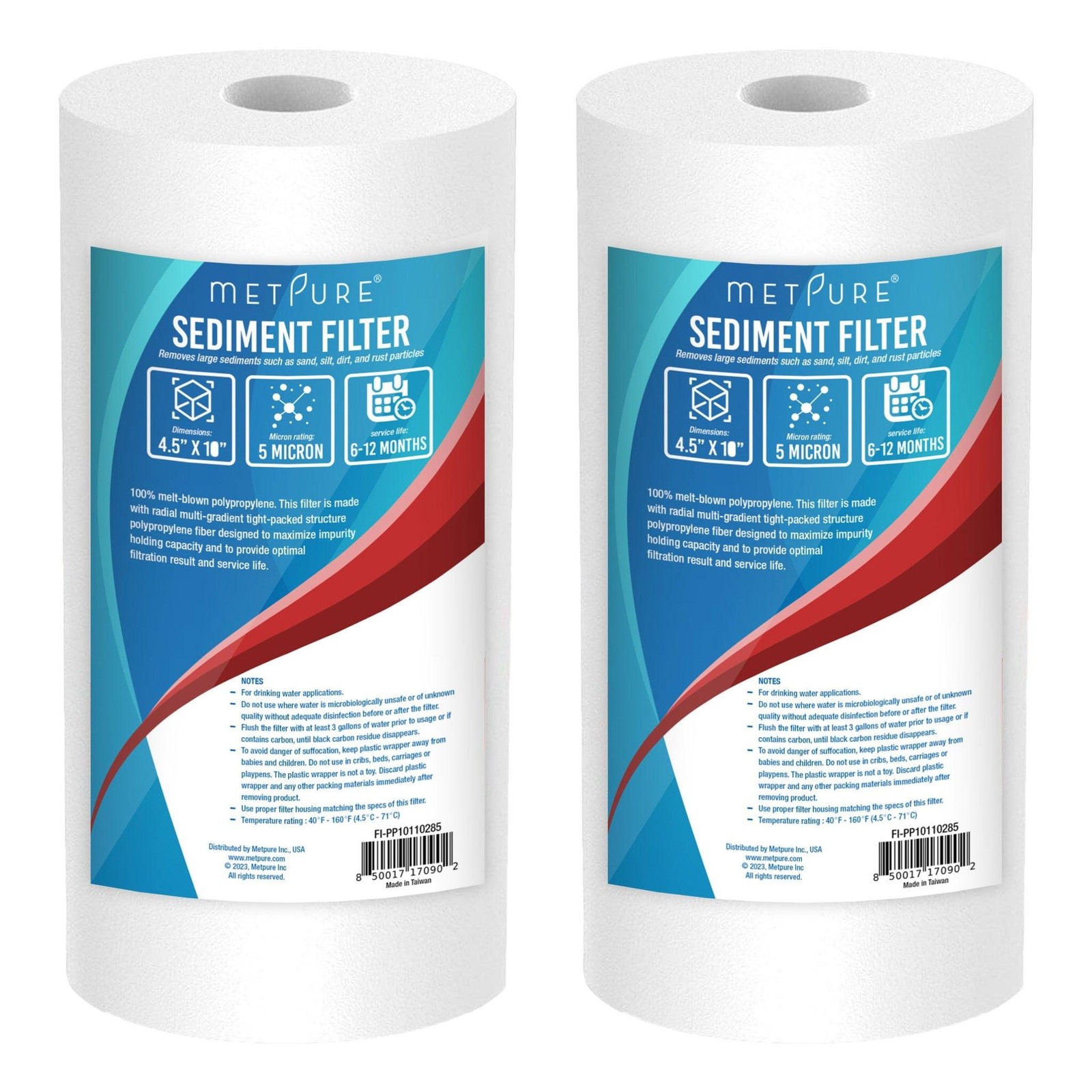 1 to 18 Pack 10″ x 4.5″ Whole House PP Sediment Water Filter Cartridge- 5 Micron