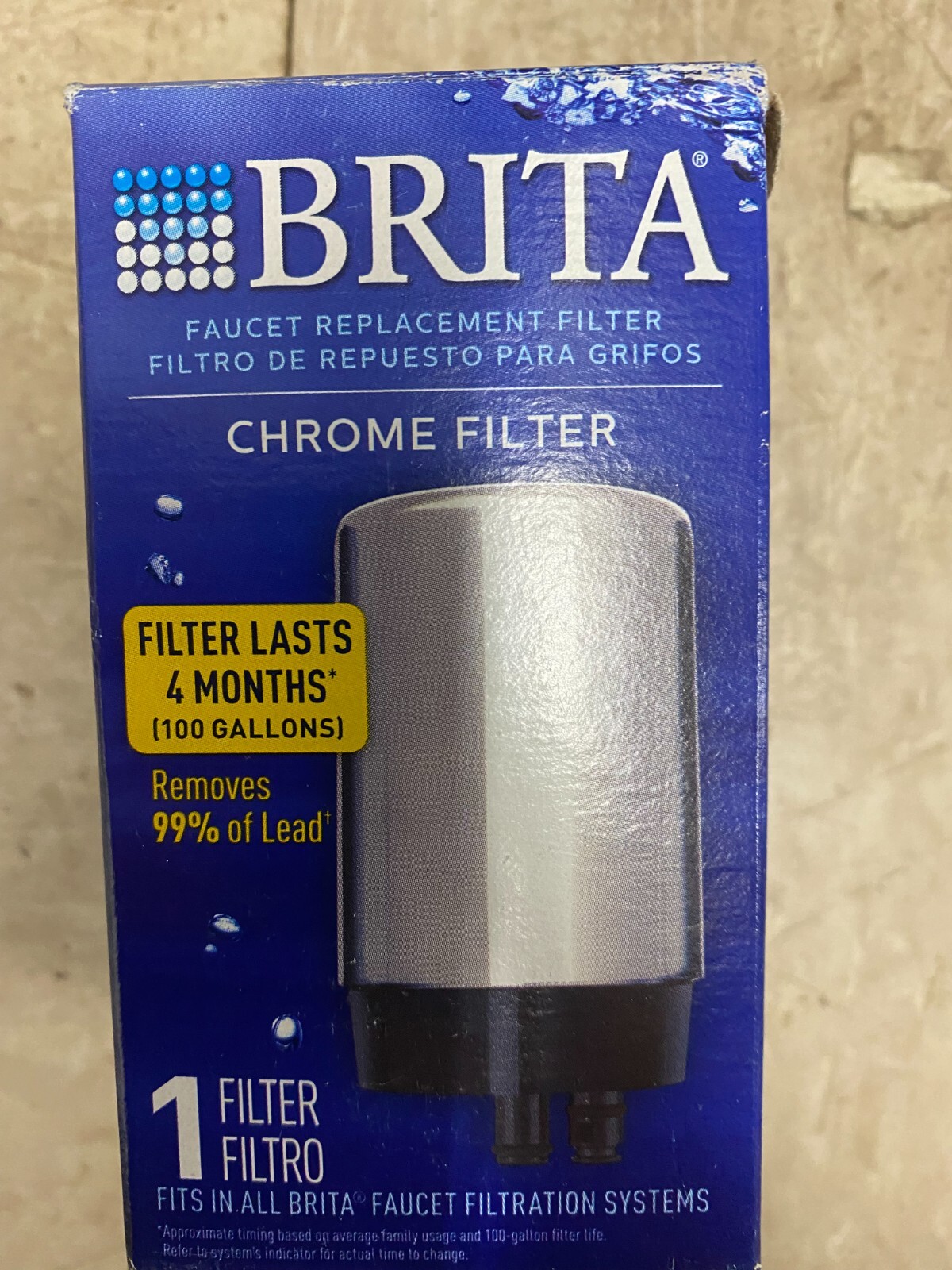 NEW Brita 36310 Faucet REPLACEM,ENT Water Filter Chrome 100 GAL CAPACITY