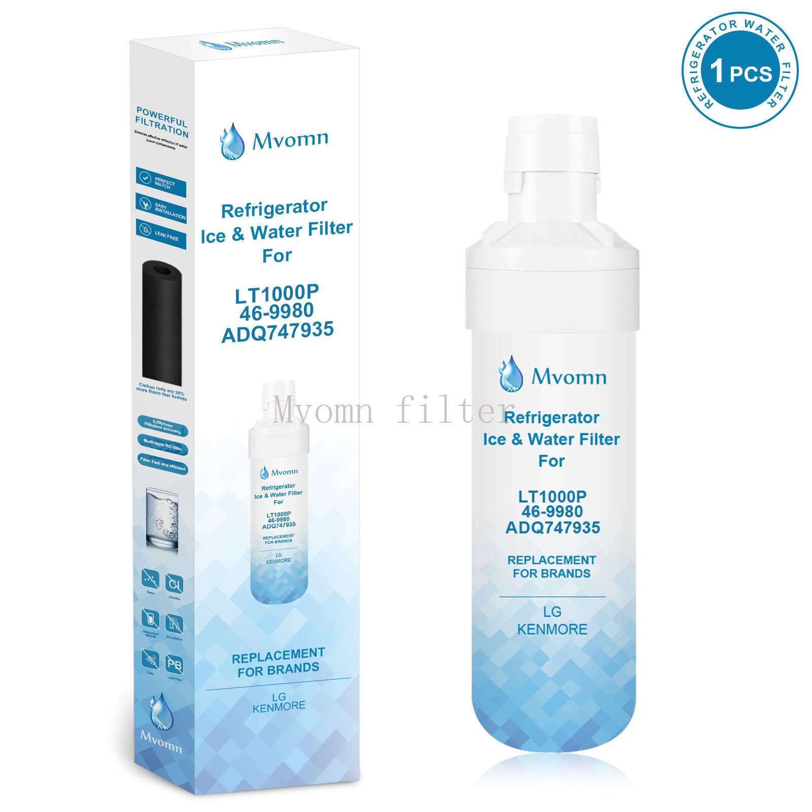 1 PACK Fit For Replacement Refrigerator Water Filter LG LT1000P NSF42 ADQ747935