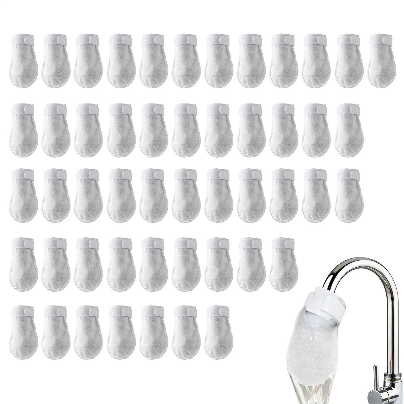 100PCS Cotton Filter Bag For Faucet, DIY Faucet Filter Cotton Bags Water Filters