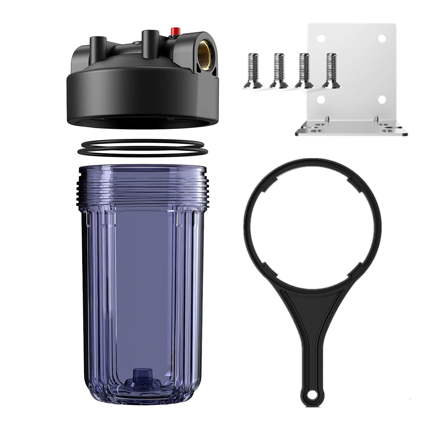 10 Inch Big Blue Clear Whole House Water Filter Housing &2pcs CTO Carbon System