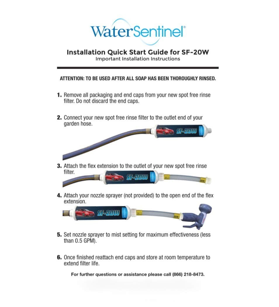 Spotless Car Wash Inline Deionized Water Filter 0.5 GPM Brass Adapter