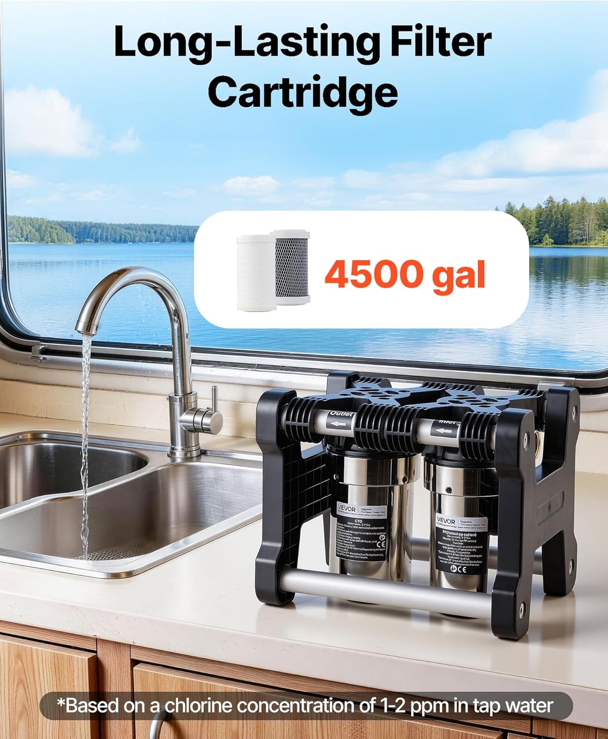RV Water Filter System, 5-Micron Dual Stage Premium RV Water Filtration System w