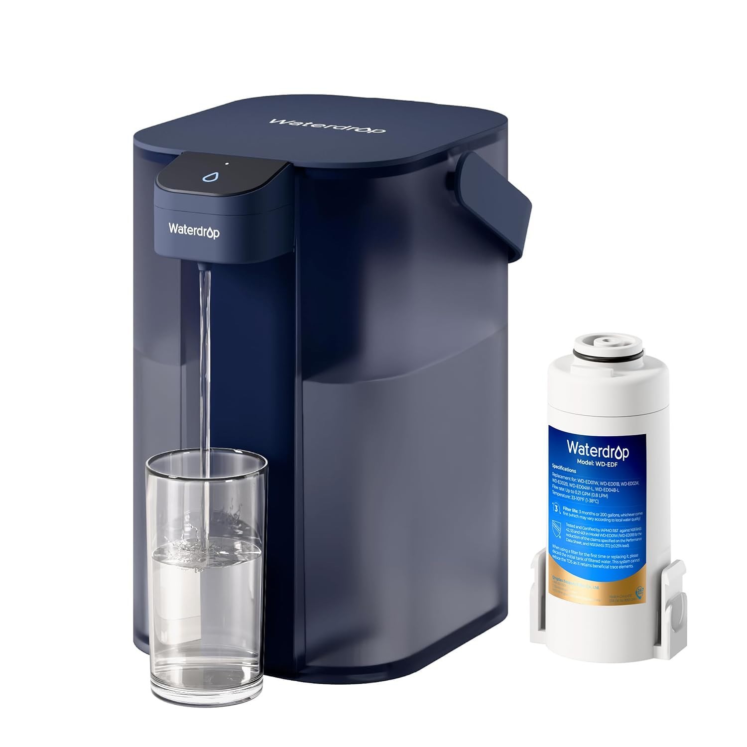 Waterdrop Electric Water Filter Pitcher, 200-Gallon 15-Cup Countertop System
