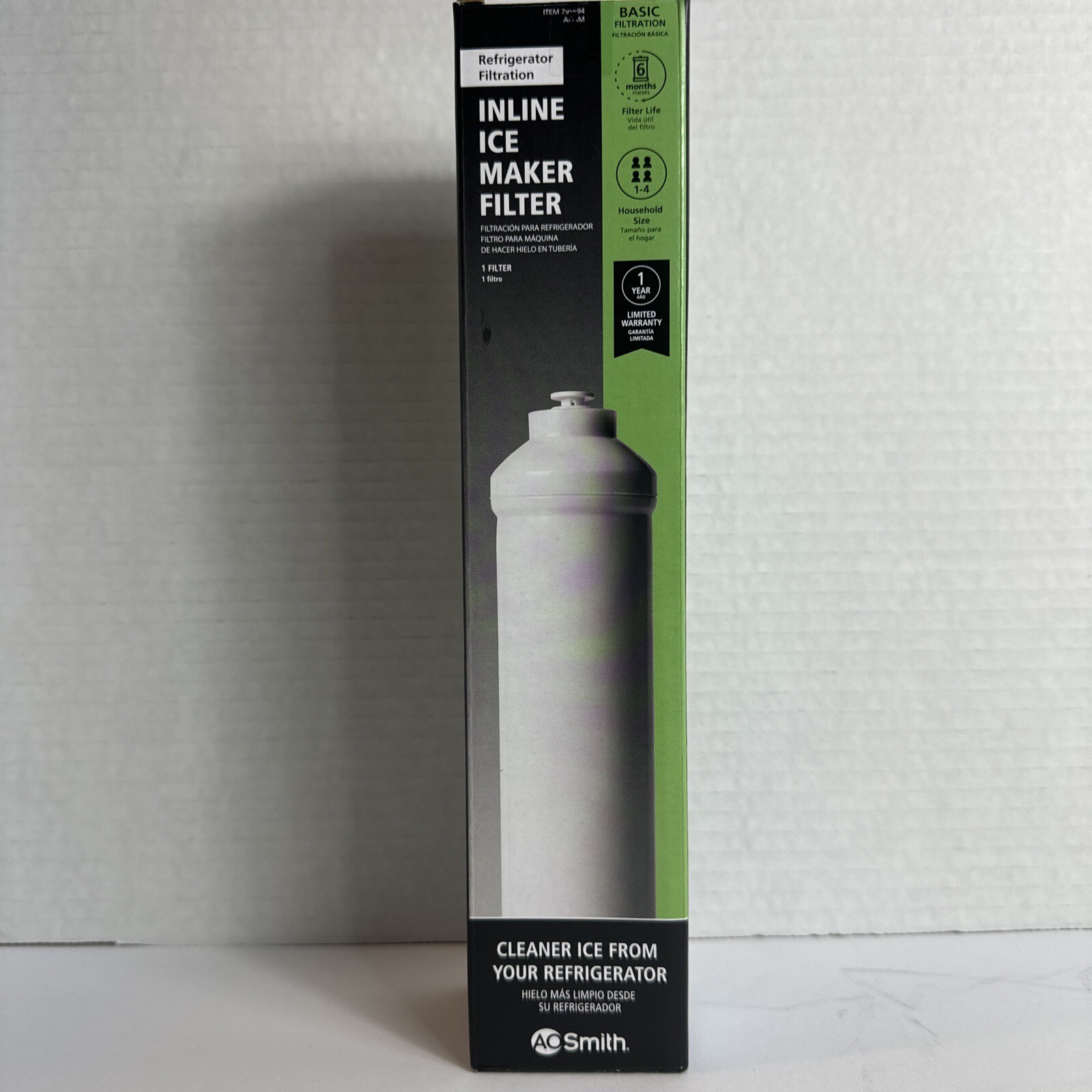 AO Smith Inline Ice Maker Filter Push-In Fitting 2” X 10”; Model #: AO-IM – NEW