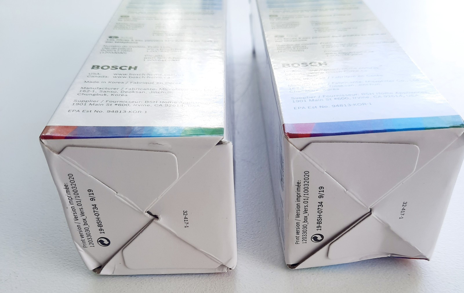 2 PACK Bosch Ultra Clarity Pro BORPLFTR50 Water Filter White #WFS200MF/WFS210MF