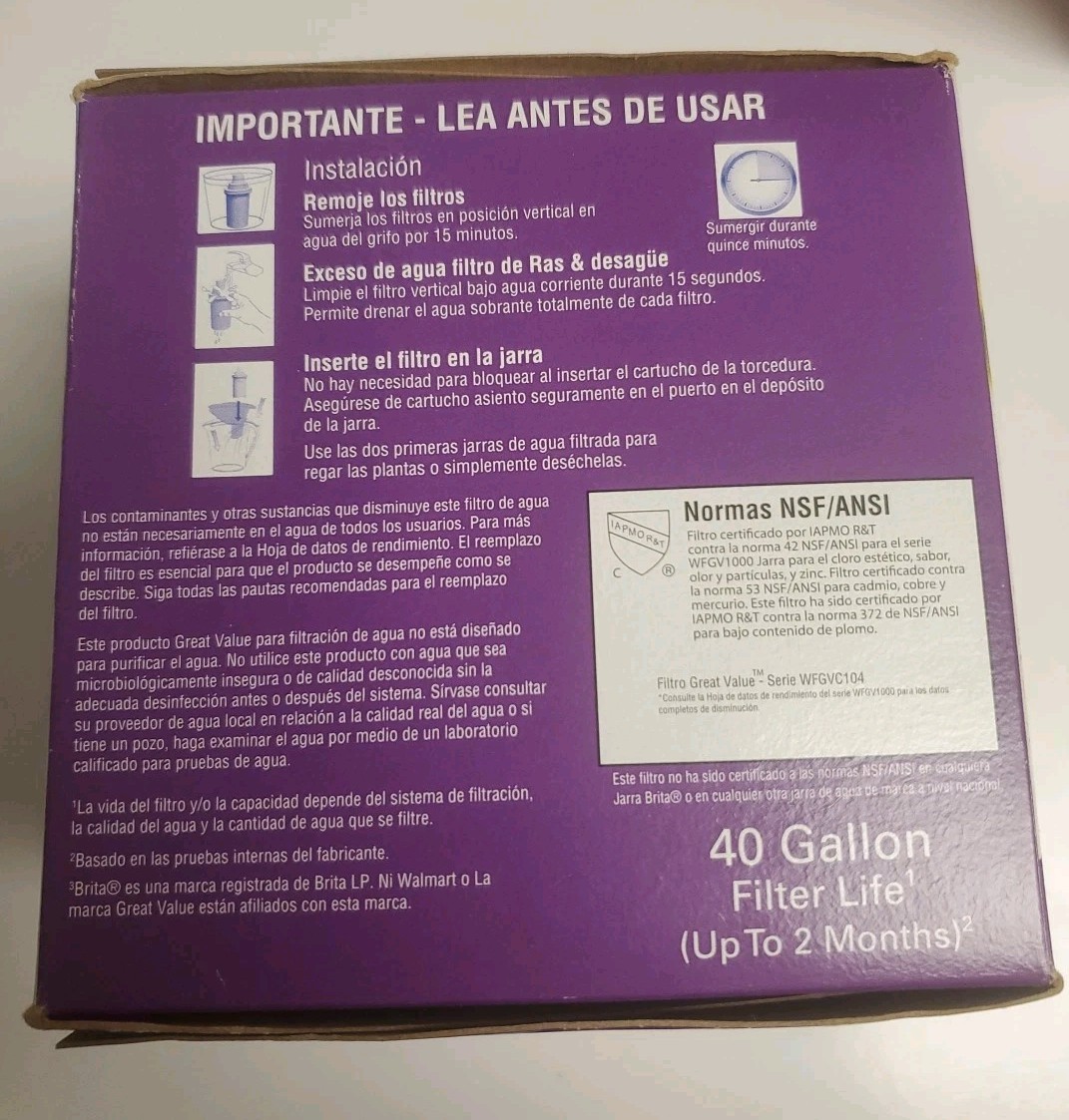 Great Value 4 Pitcher Filters Made in USA Designed for Brita NEW IN BOX
