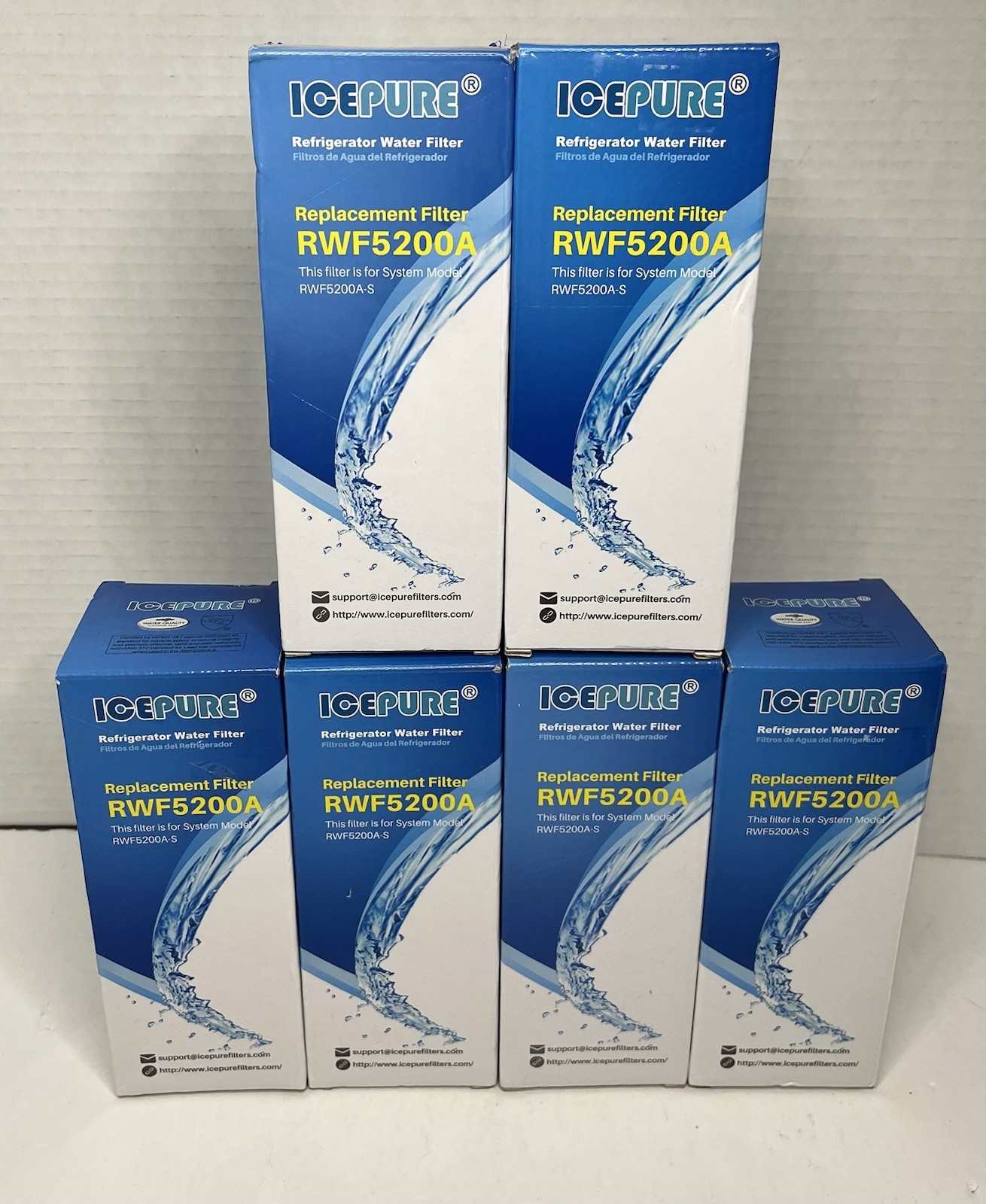 6 Ice Pure #RWF5200A Refrigerator Replacement Filters Set Lot