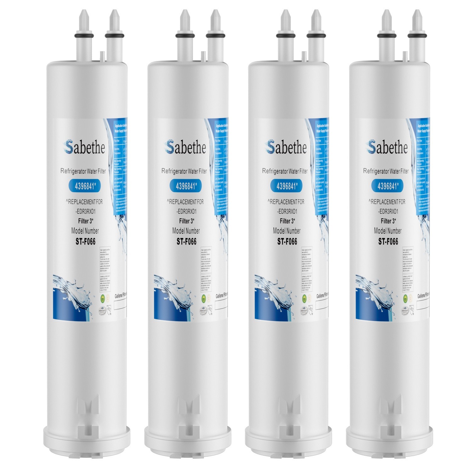 4 PC Refrigerator water filter Replacement for KAD3RXD1,WHR3RXD1,46-9083,46-9030