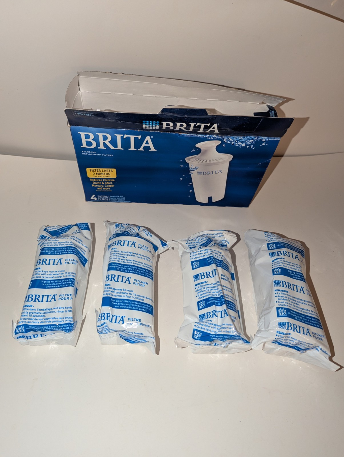 Brita Standard Replacement Water Filters for Pitchers and Dispensers 4 count NEW