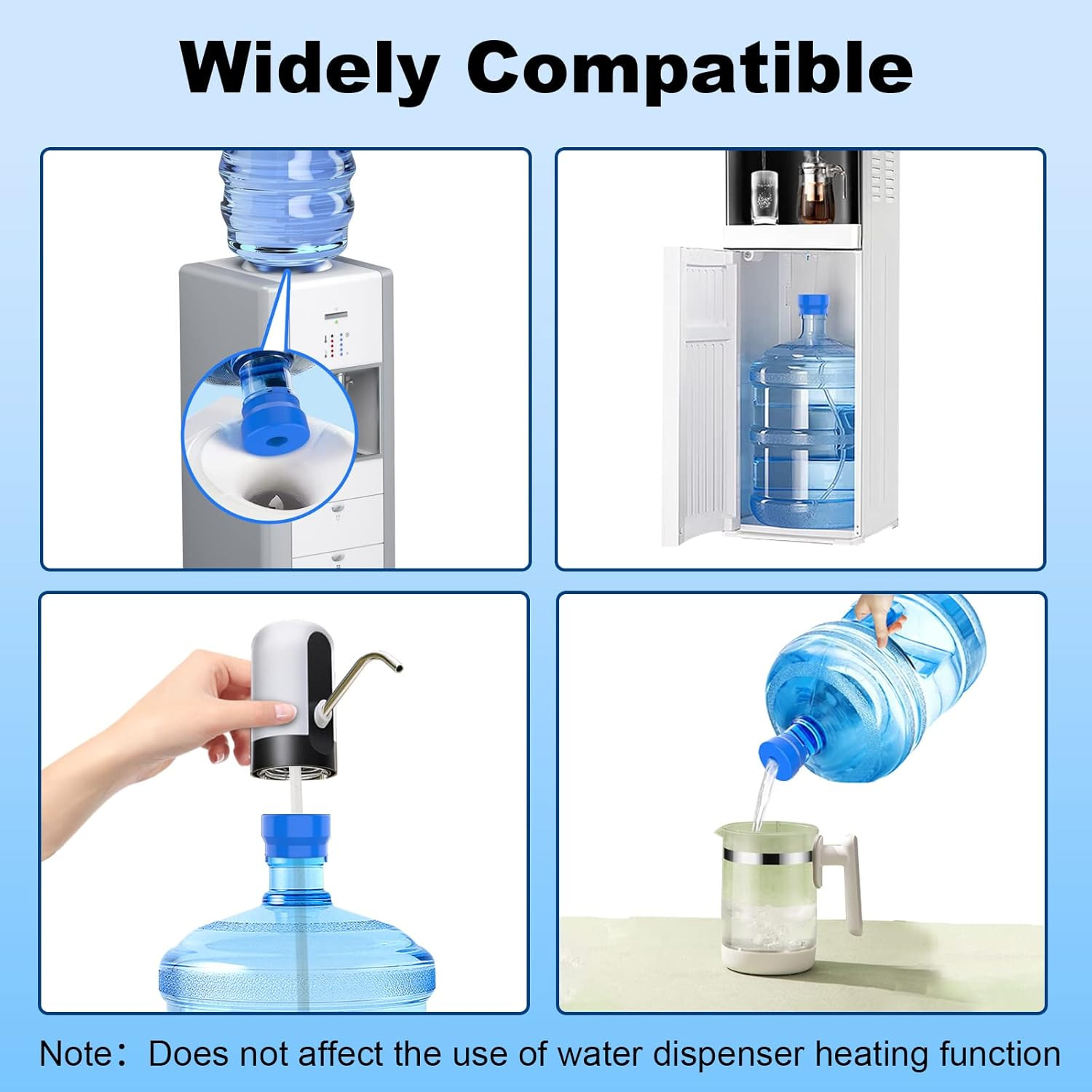 3 & 5 Gallon Water Jug Cap, 3 Pack Reusable Food Grade Silicone Replacement Cap