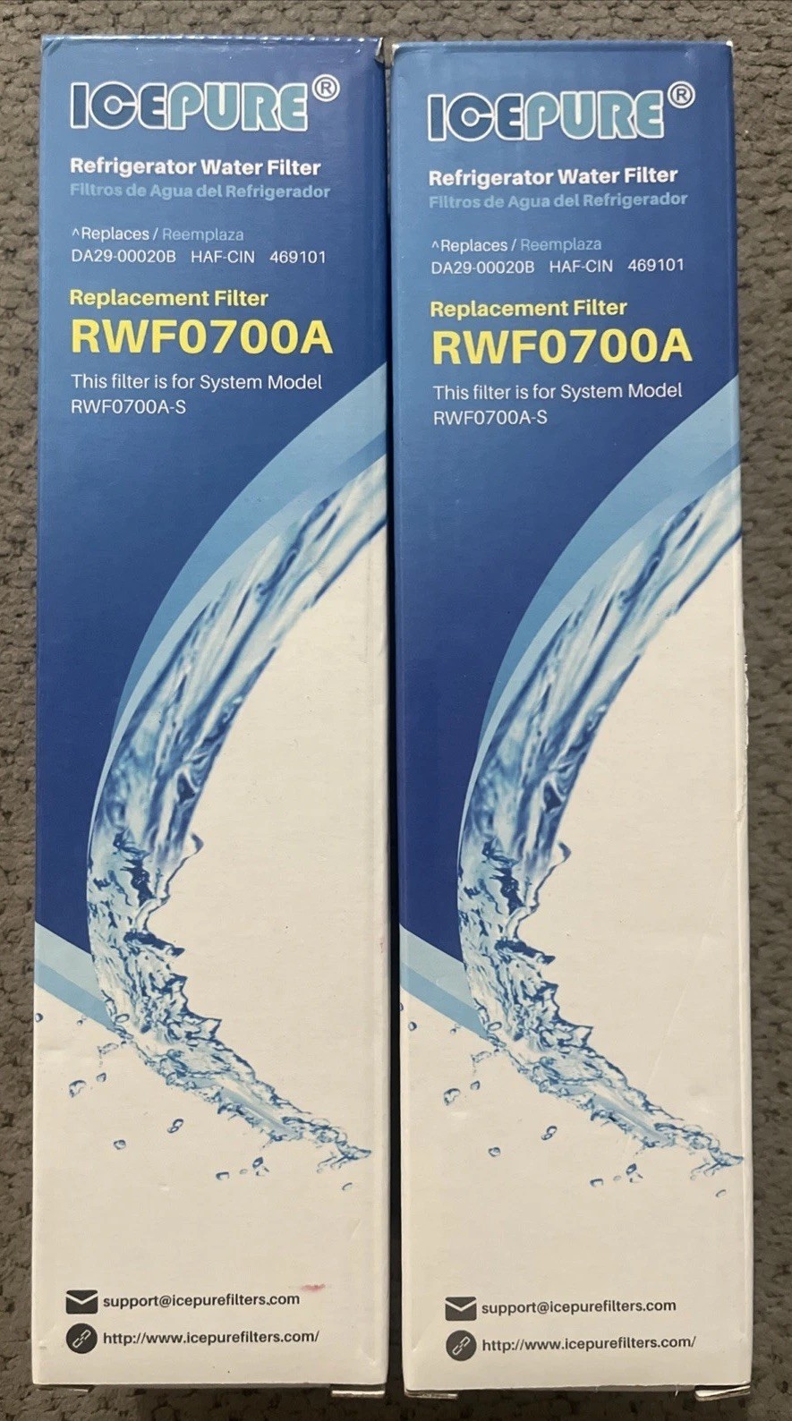 2 PK ICEPURE RWF4700AC LG & KENMORE Fridge Water Filter Replacement
