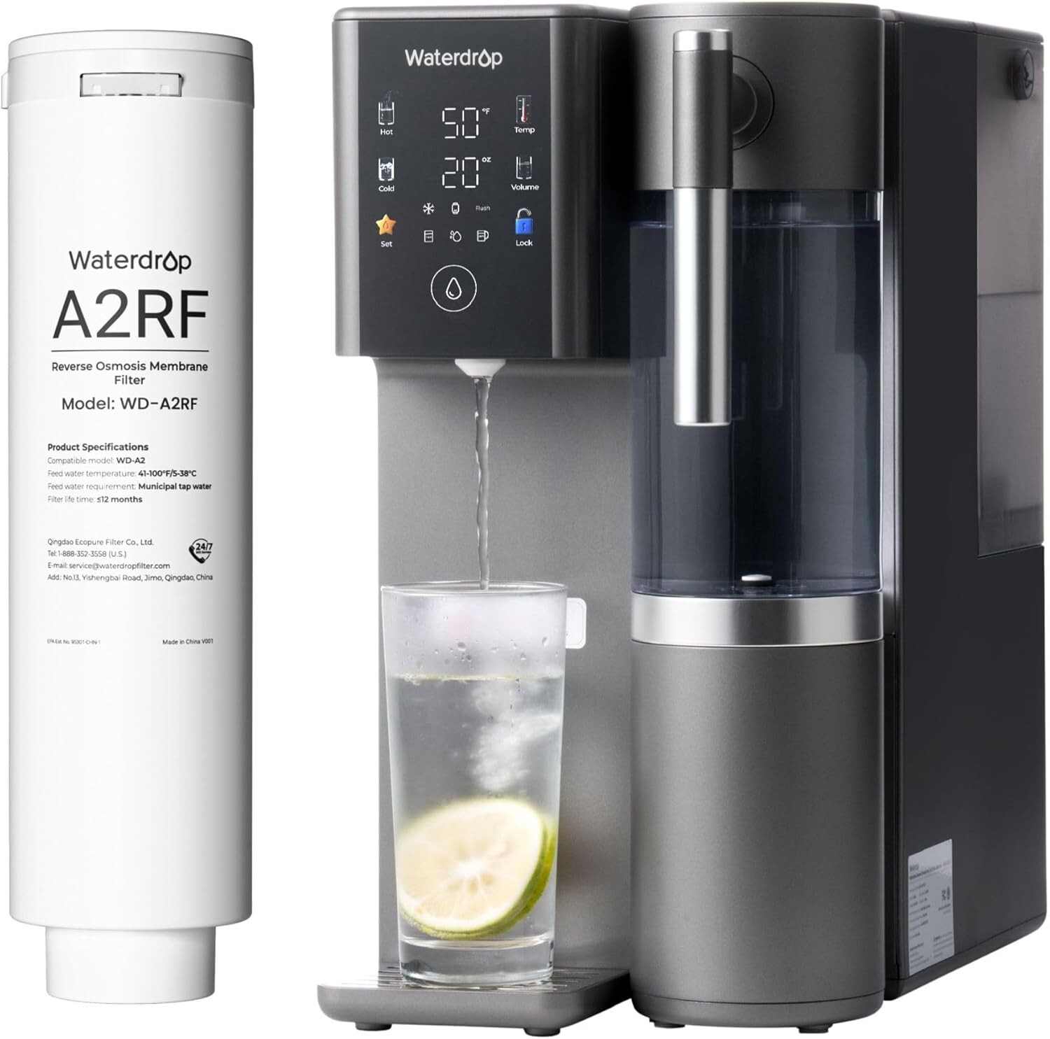 Waterdrop WD-A2 Countertop Reverse Osmosis System,3:1 Pure to Drain
