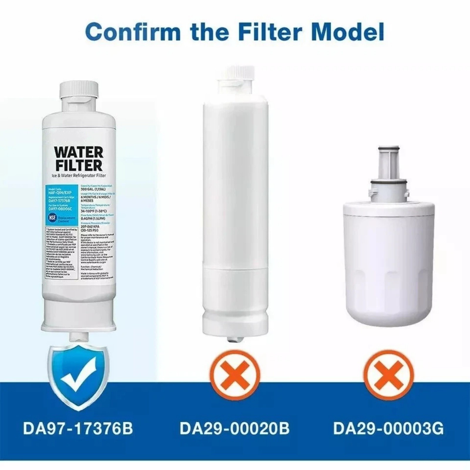 2 Pack DA97-17376B Refrigerator Water Filter Replacement For Samsung Fridge