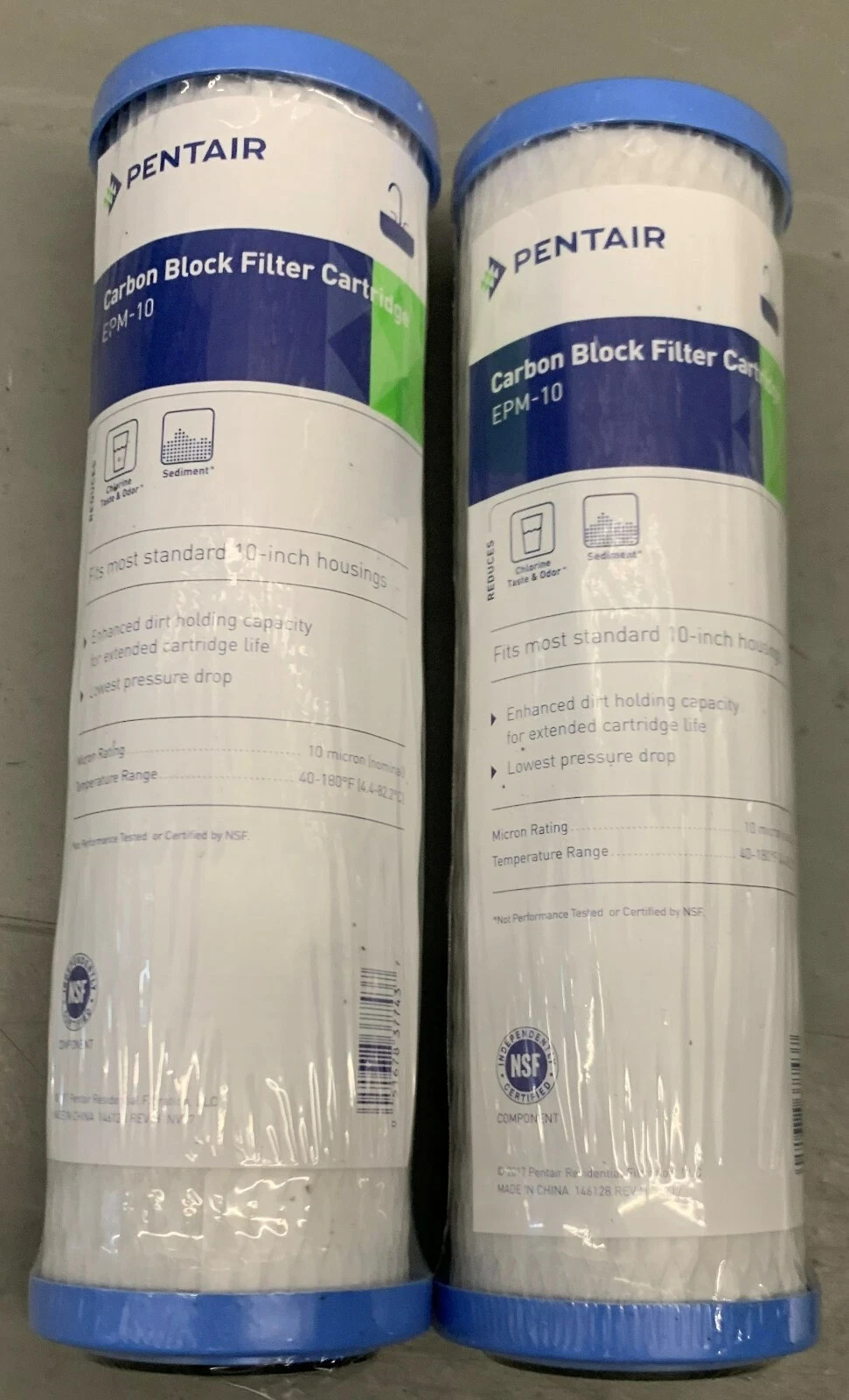 PENTAIR CHINA EPM-10 CARBON BLOCK CHLORINE & SEDIMENT FILTER CARTRSTANDARD 2 PCS