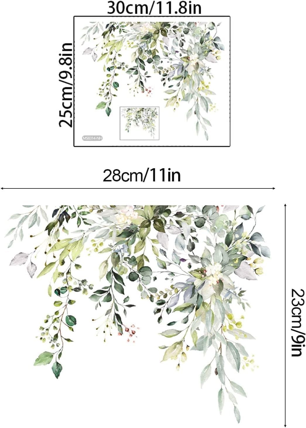 Green Plants Stickers -DIY Removable Waterproof Sticker-2 Sheets Leaves Flowe…