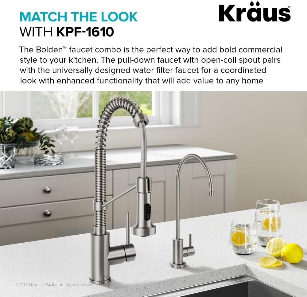 Contemporary 12-Inch Lead-Free Water Filter Faucet in Spot-Free Stainless Steel