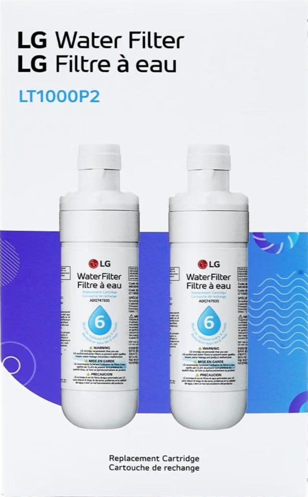 LG Water Filter LT1000P2 Replacement Cartridge 2 Pack White Box – Open Box Read!