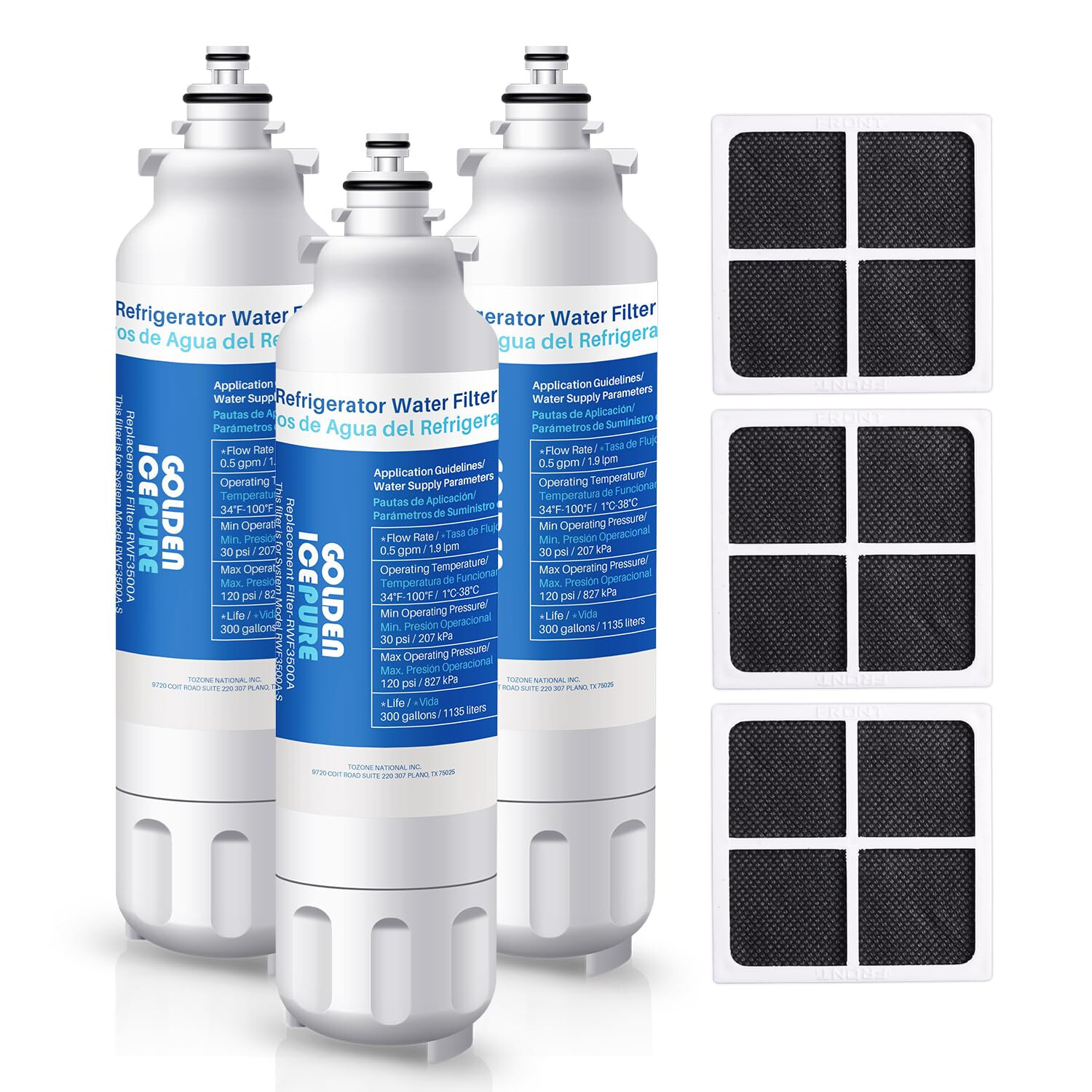RWF3500A Refrigerator Water Filter & Air Filter Combo, Compatible with LG LT800P