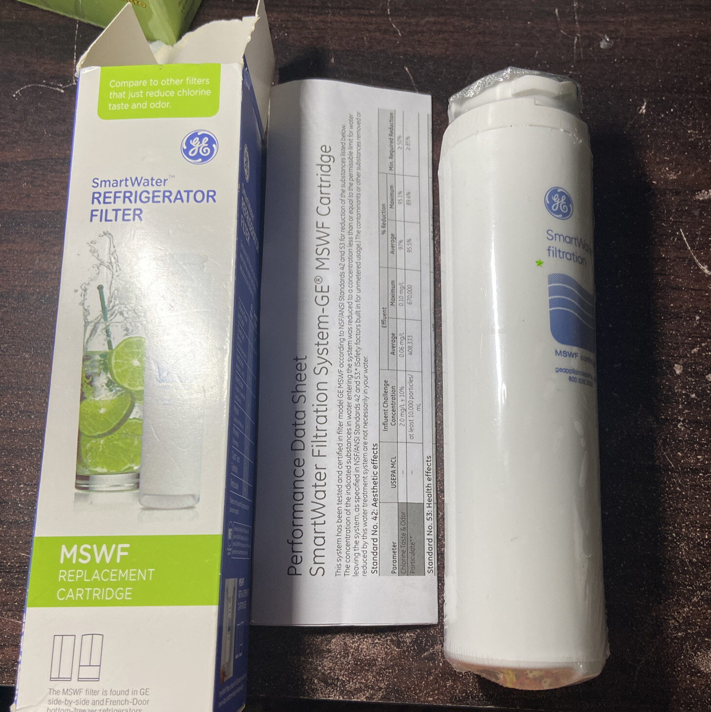 NEW Genuine GE MSWF SmartWater Refrigerator Water Filter Replacement Cartridge