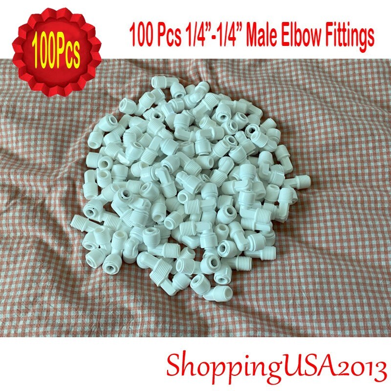 100 Pc 1/4″-1/4″ Male Elbow Fitting Connector Thread Push In RO Water Filter