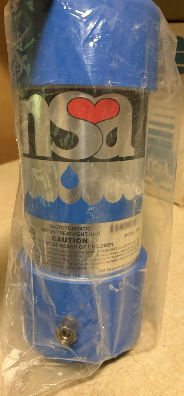 NSA Bacteriostatic Water Filter For Aqua Optima Evolve Blue Plastic 114S