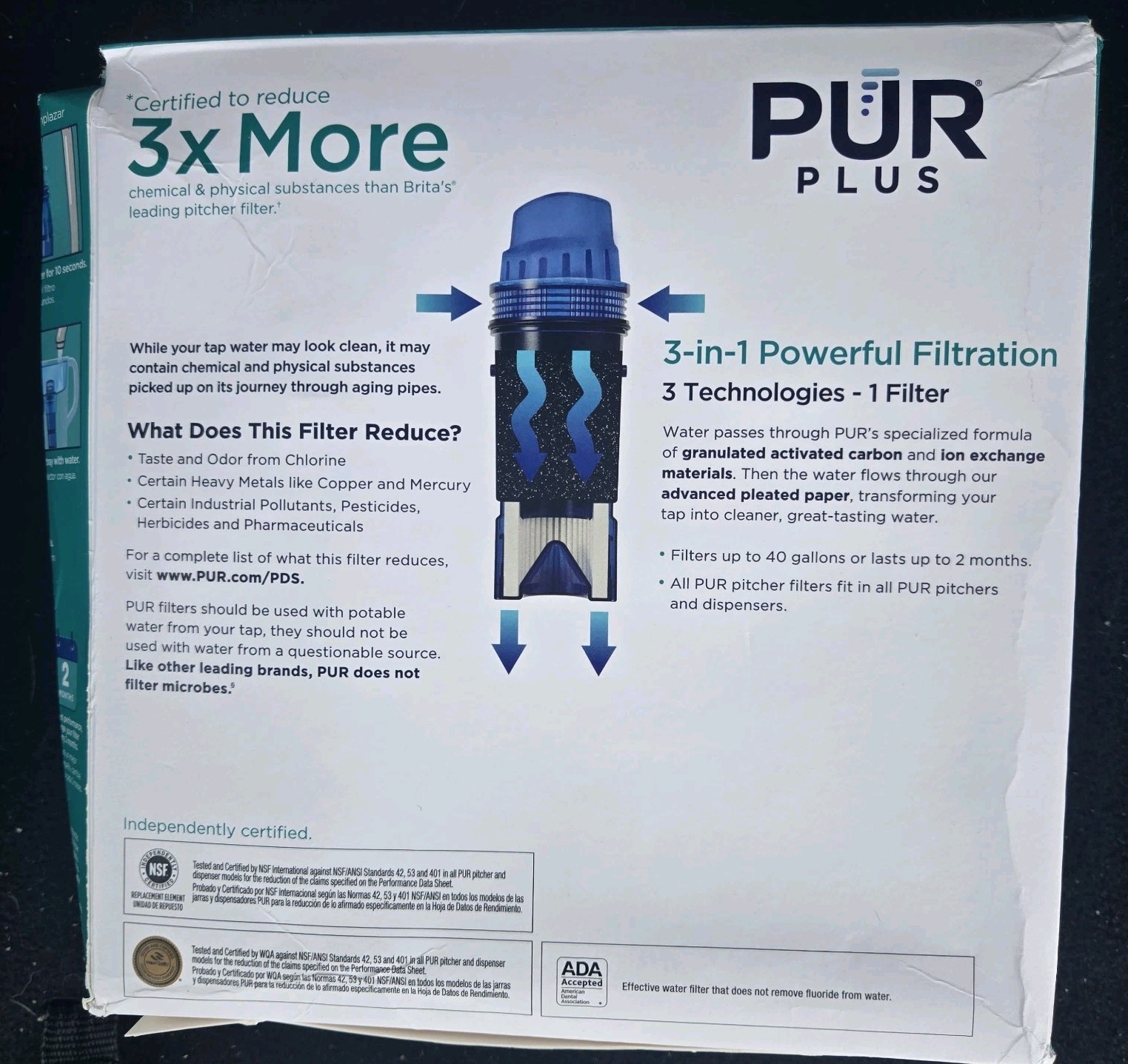 PUR PLUS 3x More 3-in-1 Water Pitcher Replacement Filter 3 Pack PPF951K NewPHOTO