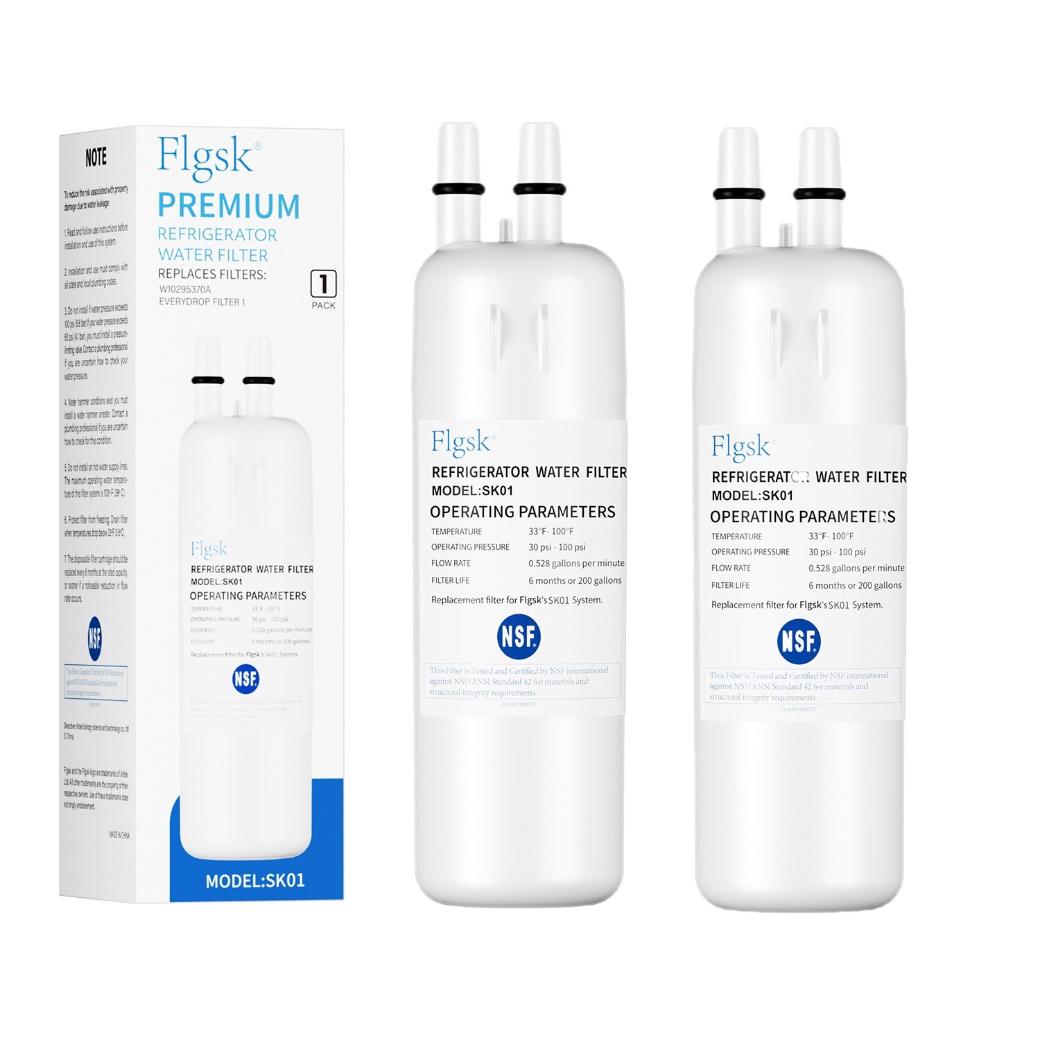 2 Pck Fridge Filter – EDR1RXD1, W10295370A, Filter 1, 46-9081, 46-9930, KAD1RXD1