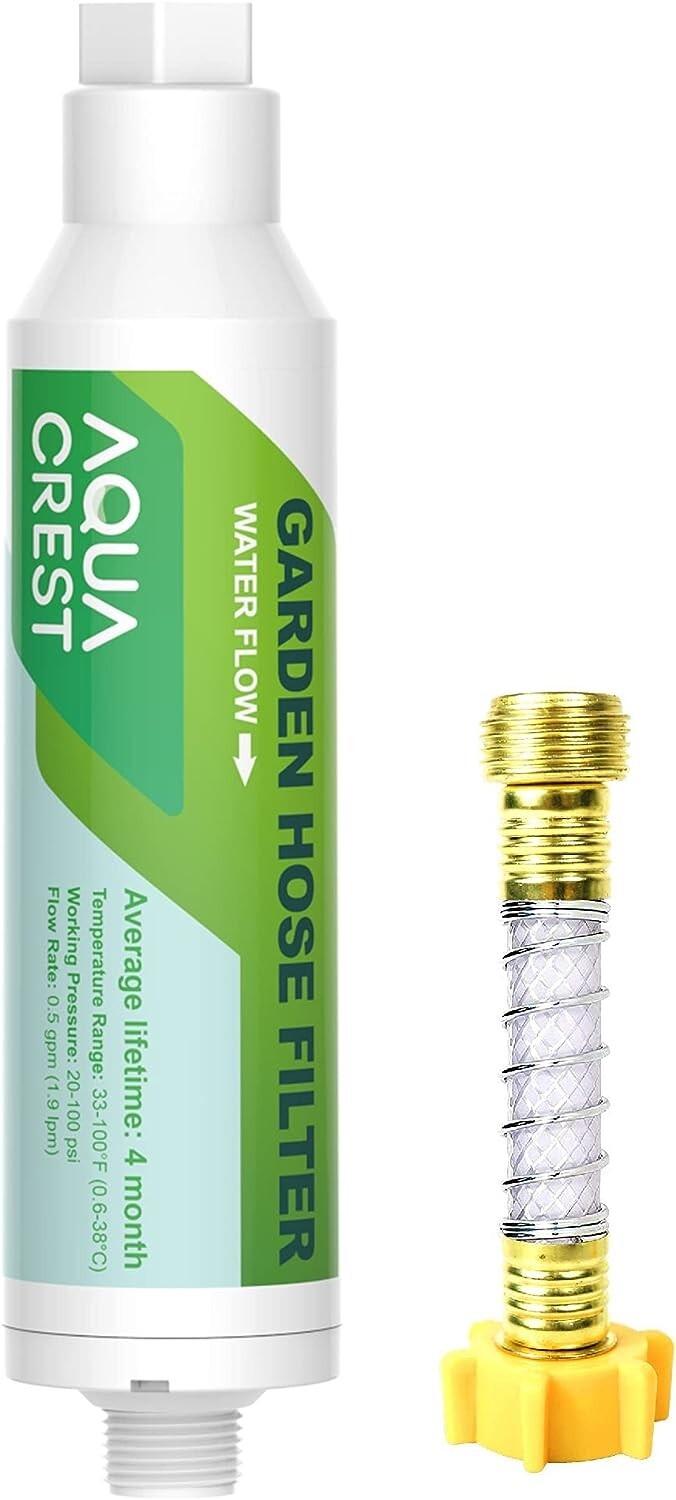 AQUACREST Hose Water Filter Reduces Chlorine, Odor, Calcium, Ideal for Gardening