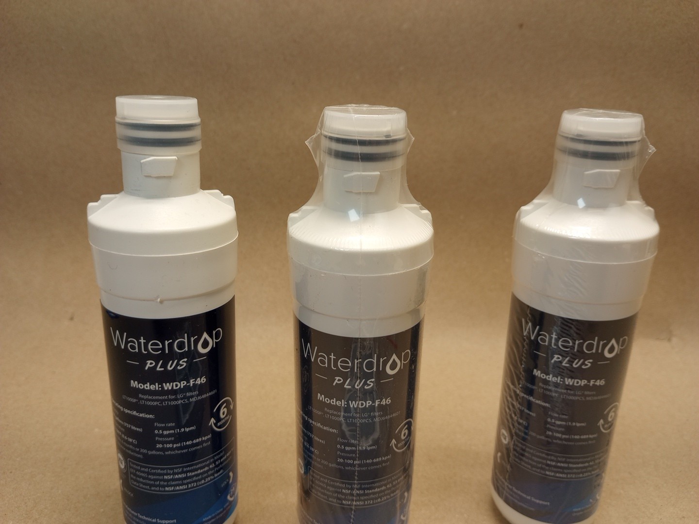 NEW Waterdrop Plus Refrigerator Water Filter and Air Filter for LG® WDP-F46 2 PC