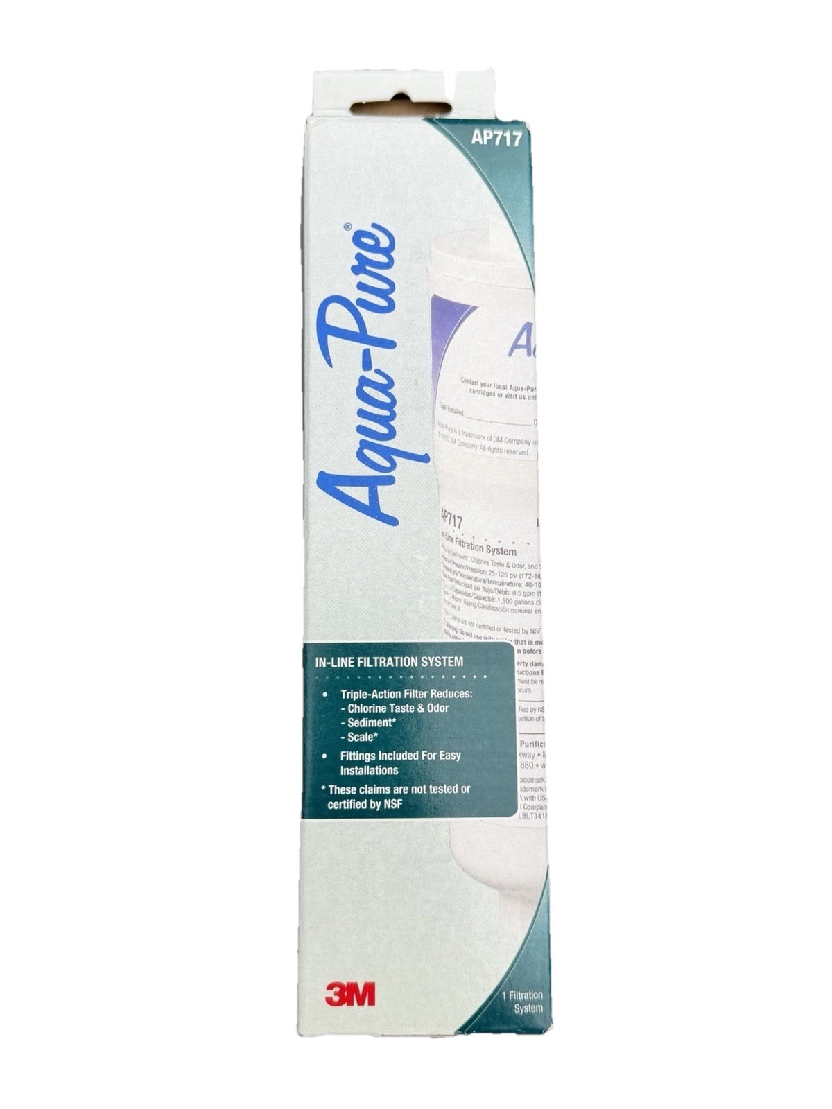 3M Aqua Pure In Line replacement triple action 5 micron water filter model AP717