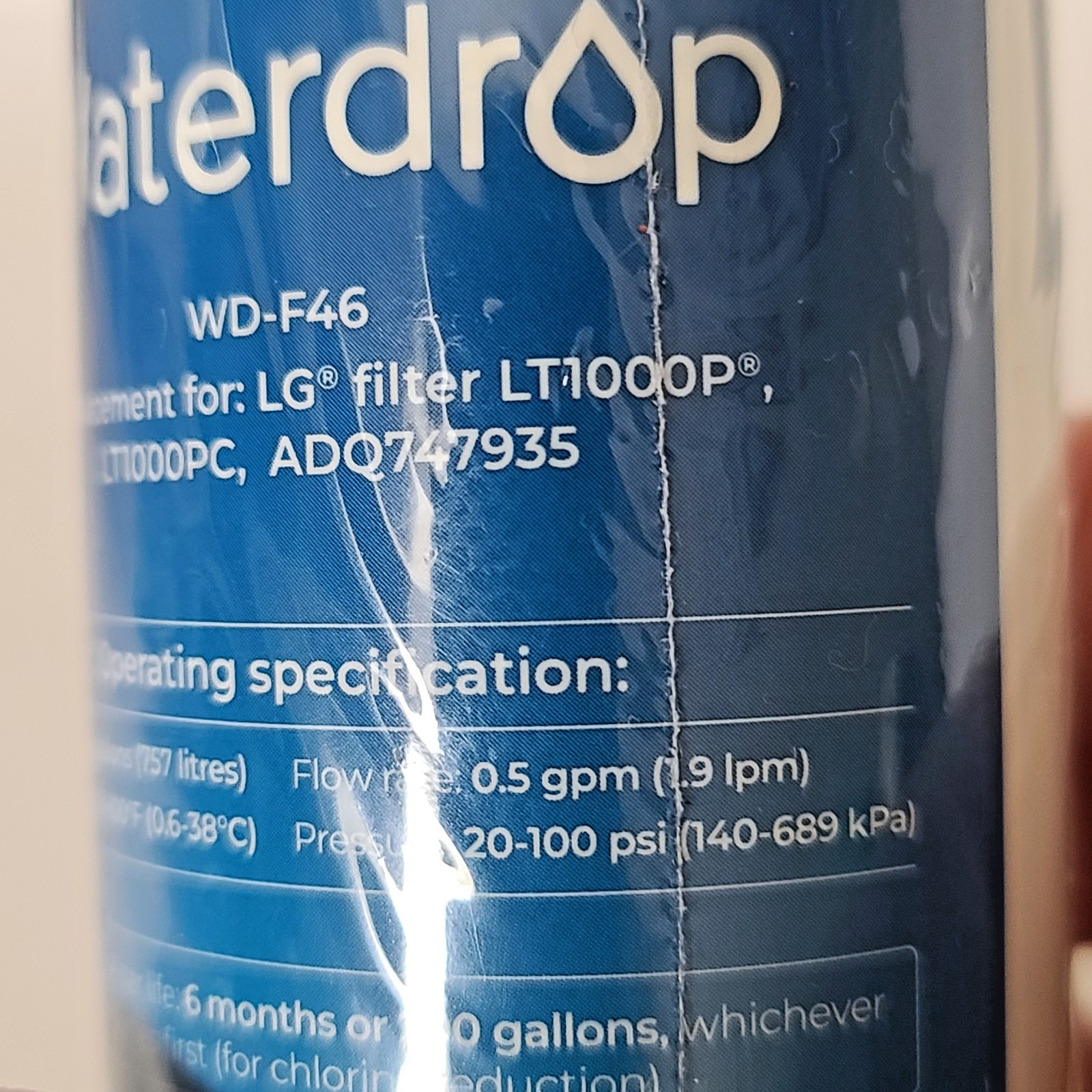 New Waterdrop WD-F46 Filter (2 Pack) Replacement for LG Water filters SEALED