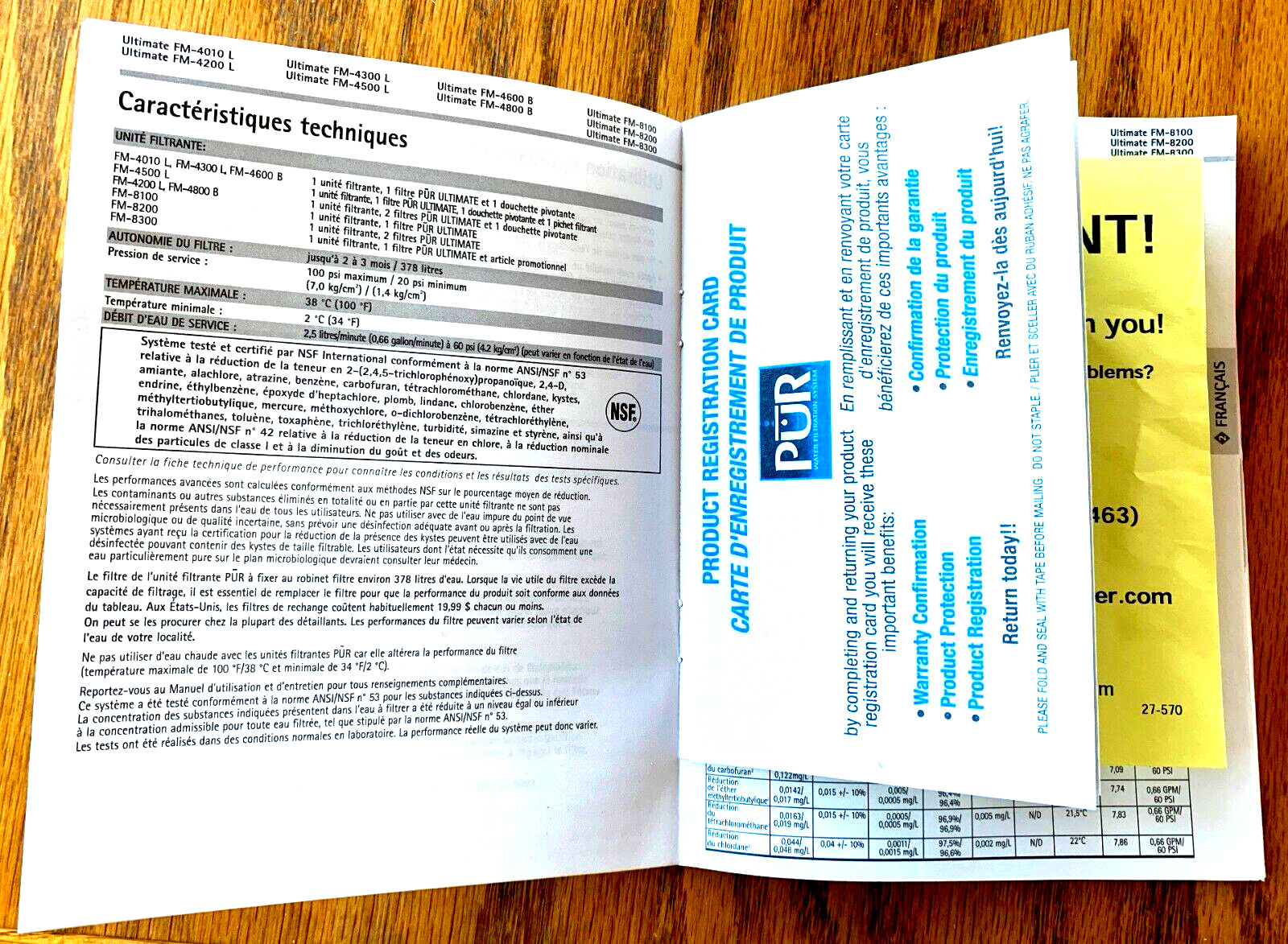 PUR Water Filtration System Use and Care Manual various models in 3 languages