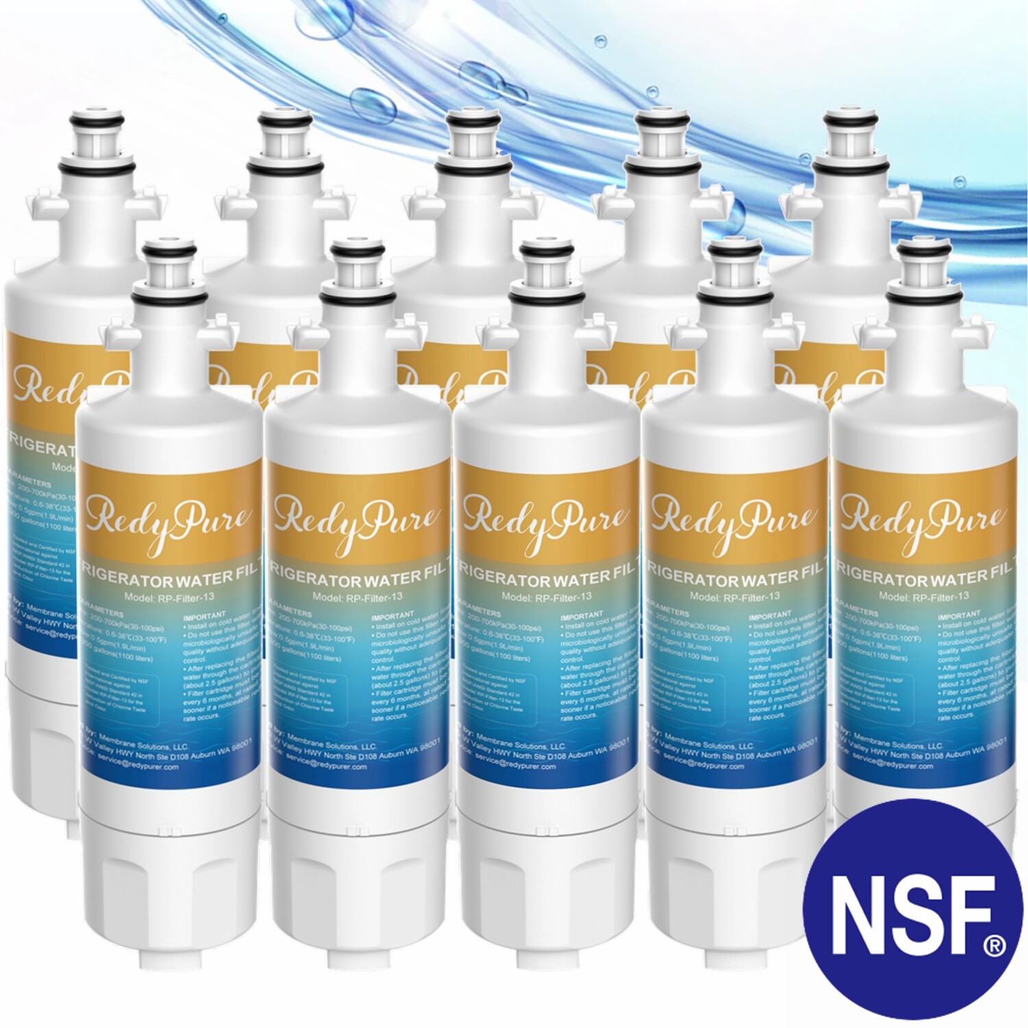 10 Pack Fit for LG LT700P ADQ36006101 KENMORE 469690 Refrigerator Water Filter