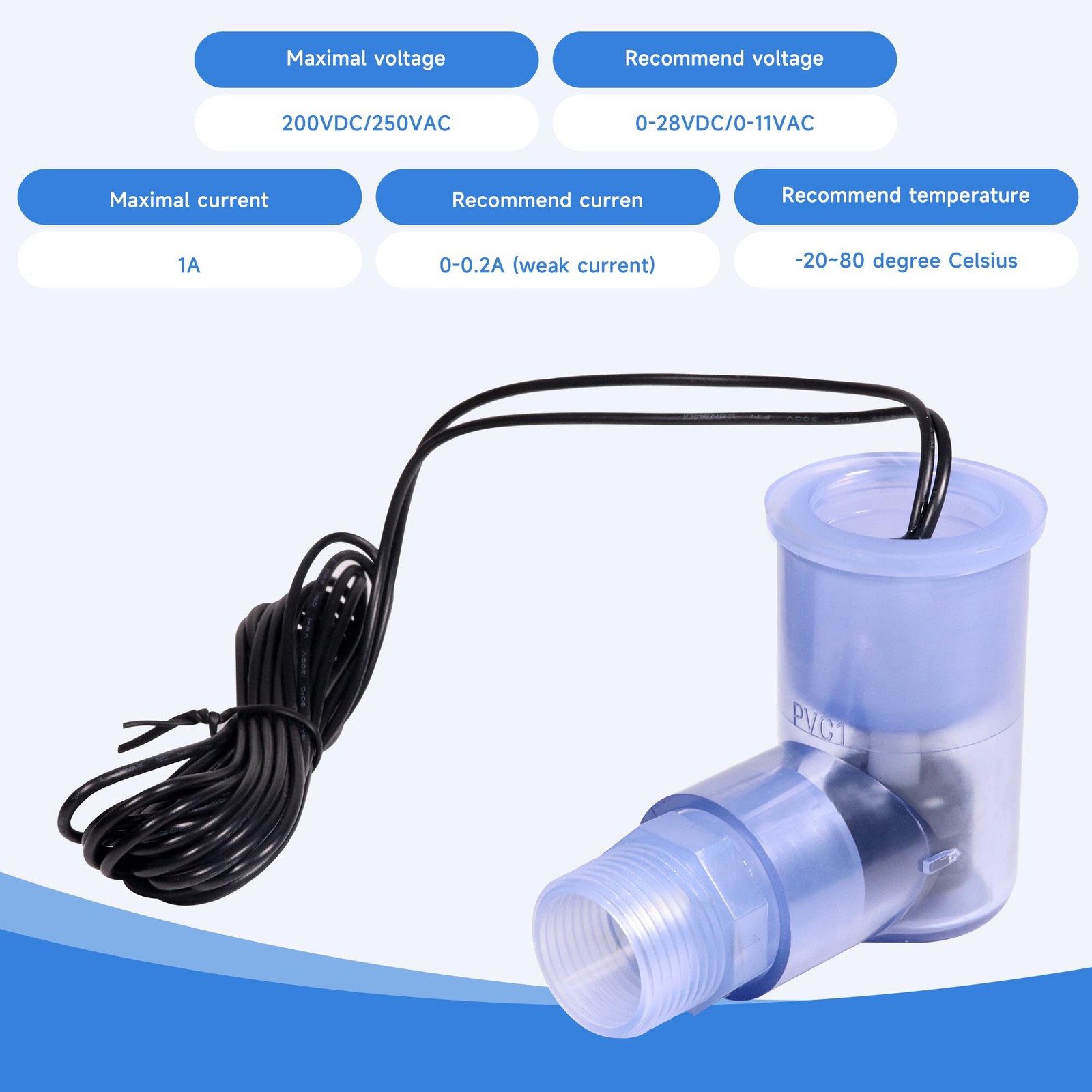 SS2 Float Switch L-Shape 2 PCS with 3/4 Inch Adaptor 6Ft Wire Water