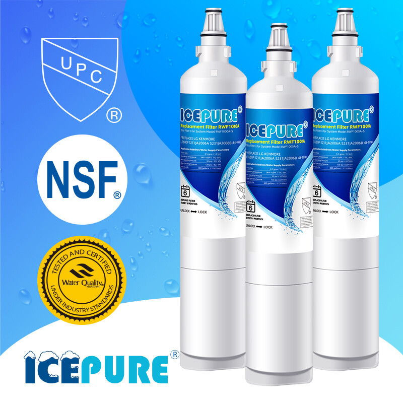 3 Pack Fit For LG LT600P 5231JA2006A 5231JA2006B 9990 Refrigerator Water Filter